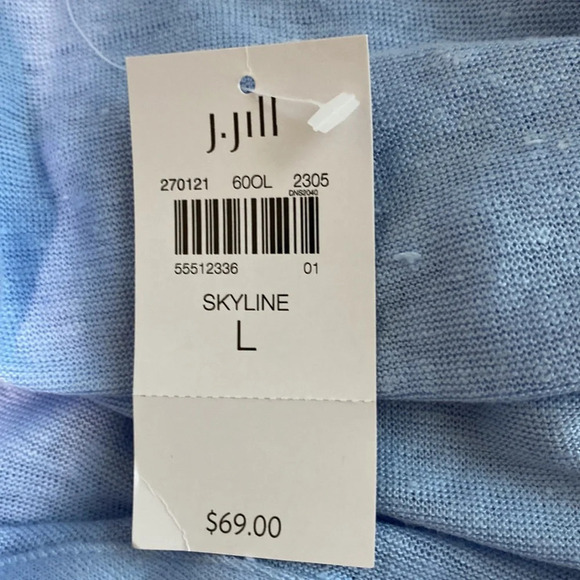 J.Jill NEW Puff Sleeve Top 100% Linen Flowy Elbow Sleeve Round Neck Size Large - Picture 7 of 10